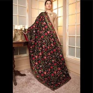 Pakistani embroidered velvet shawl